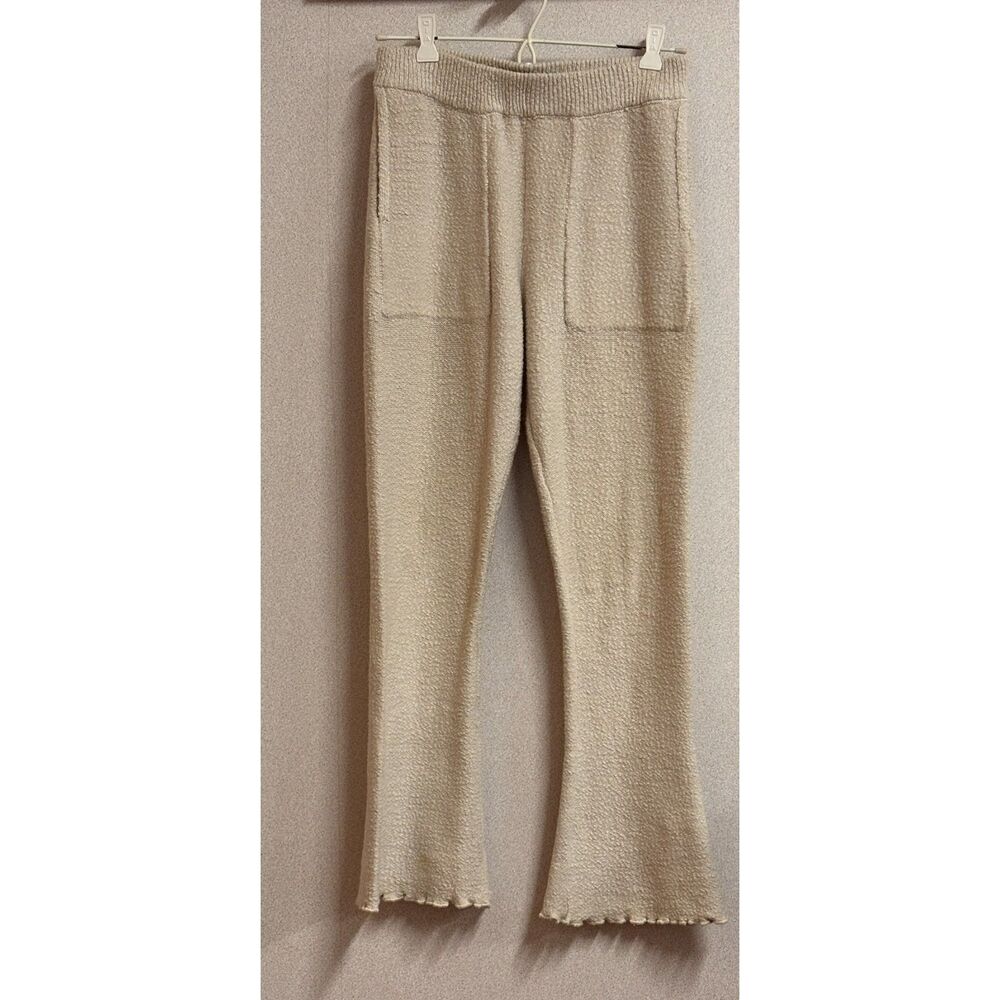Free People Beach Picnic Casual Pants XS Ivory Nubby Knit Flare Boho Minimalist